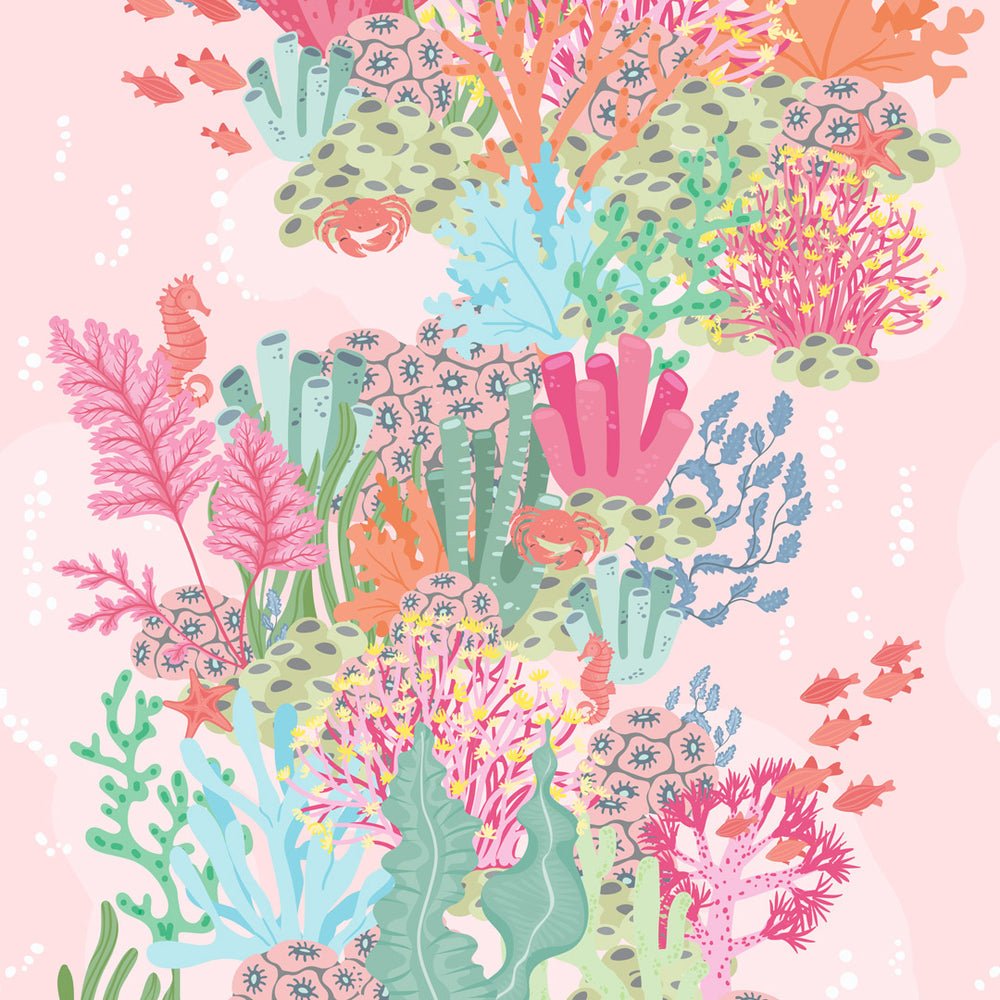 Friends of the Sea Wallpaper - Brights on Pink - Lust Home - LH900371 - Premier Wallcovering
