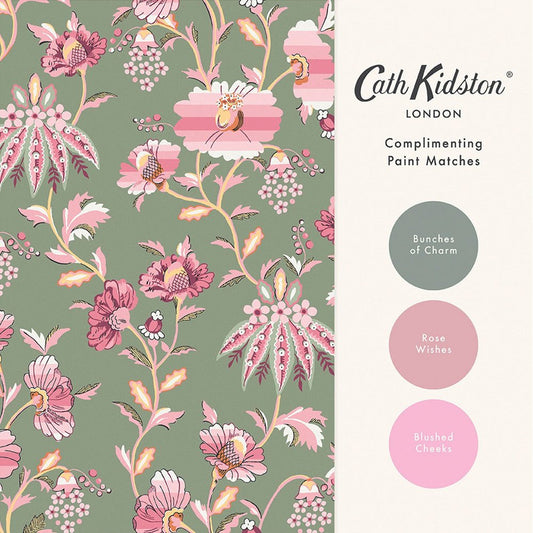Friendship Garden Wallpaper - Sage - 125524 - Cath Kidston - Premier Wallcovering