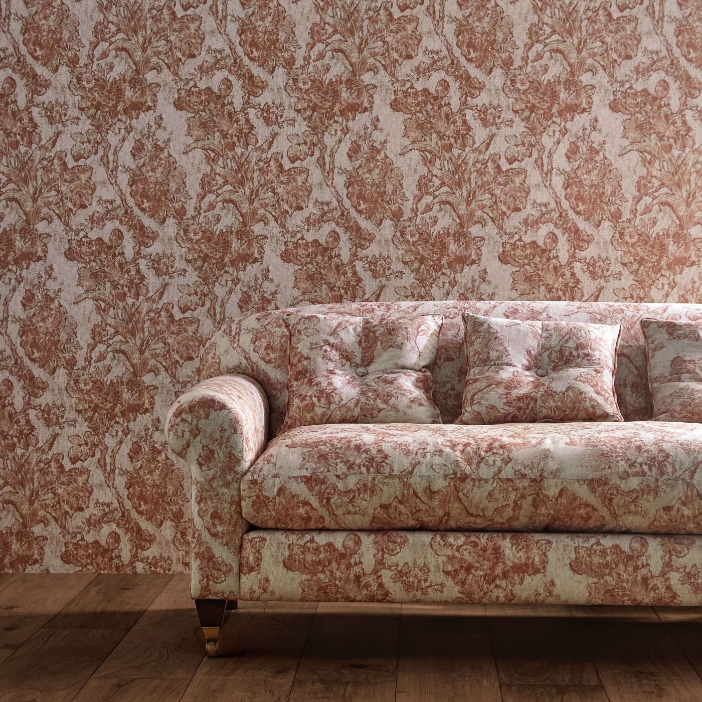 Fringed Tulip Toile Wallpaper - Putty - DGDW217324 - Sanderson - Premier Wallcovering