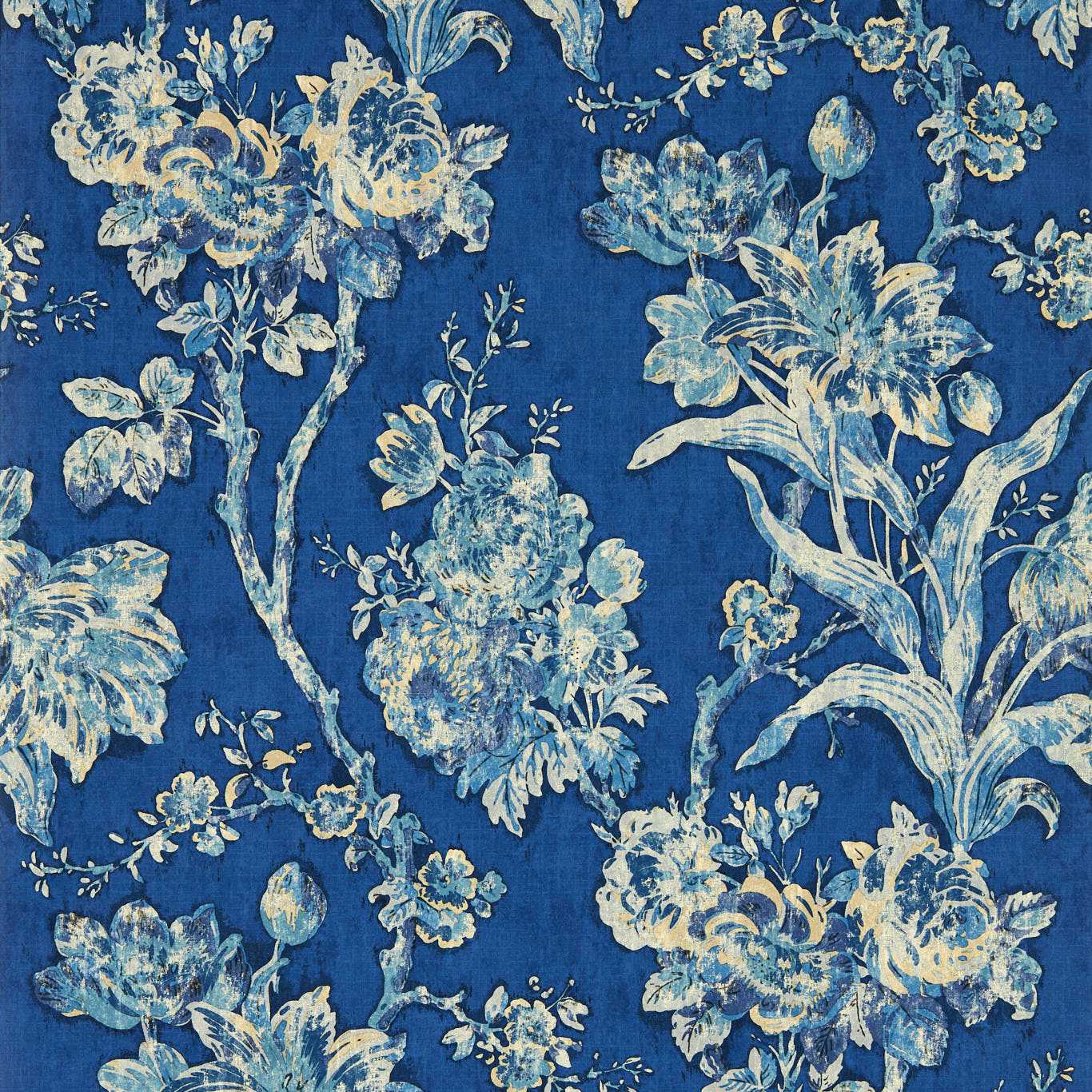 Fringed Tulip Toile Wallpaper - Smalt - DGDW217323 - Sanderson - Premier Wallcovering