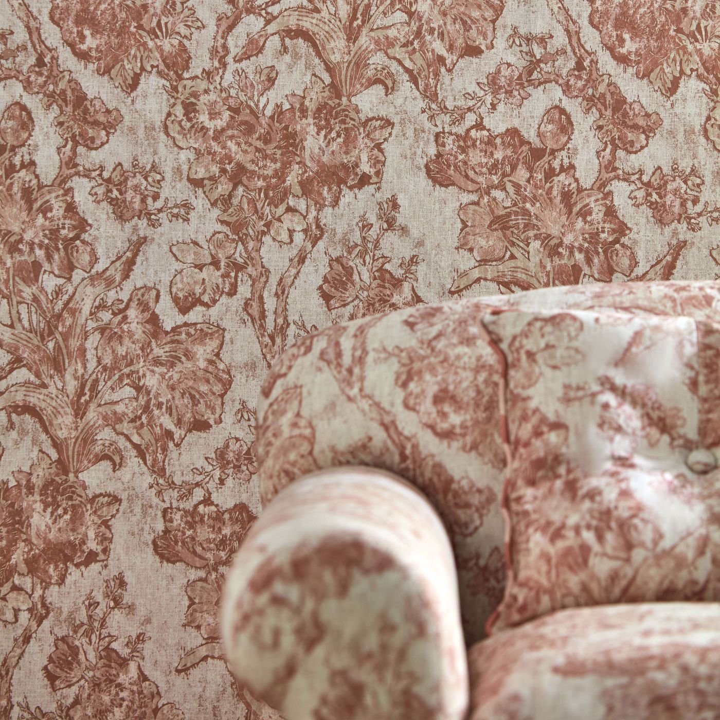 Fringed Tulip Toile Wallpaper - Putty - DGDW217324 - Sanderson - Premier Wallcovering