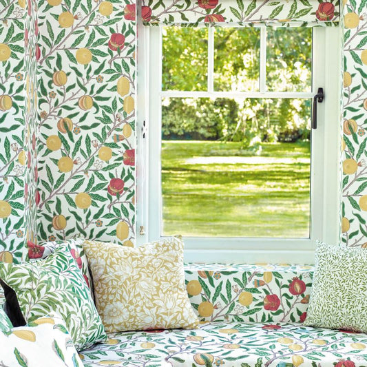 Fruit Fabric - Green Indigo/Madder - Morris & Co - 226906 - Premier Wallcovering