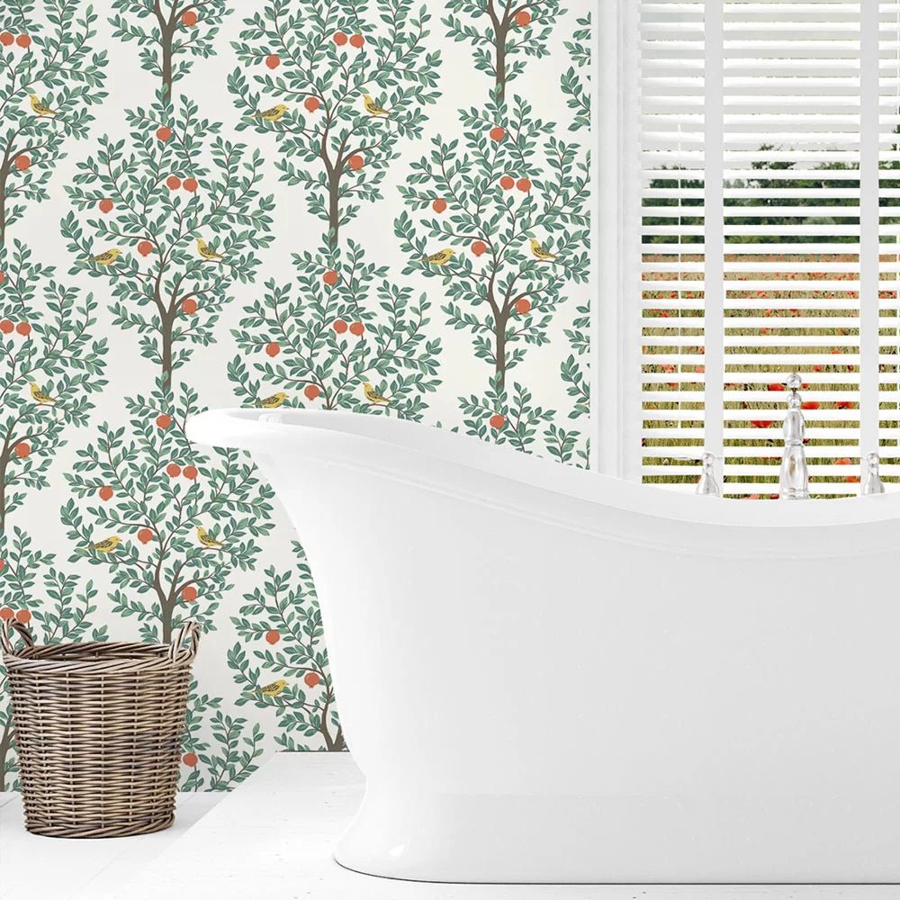 Fruit Tree Wallpaper - White - NextWall - NW48104 - Premier Wallcovering