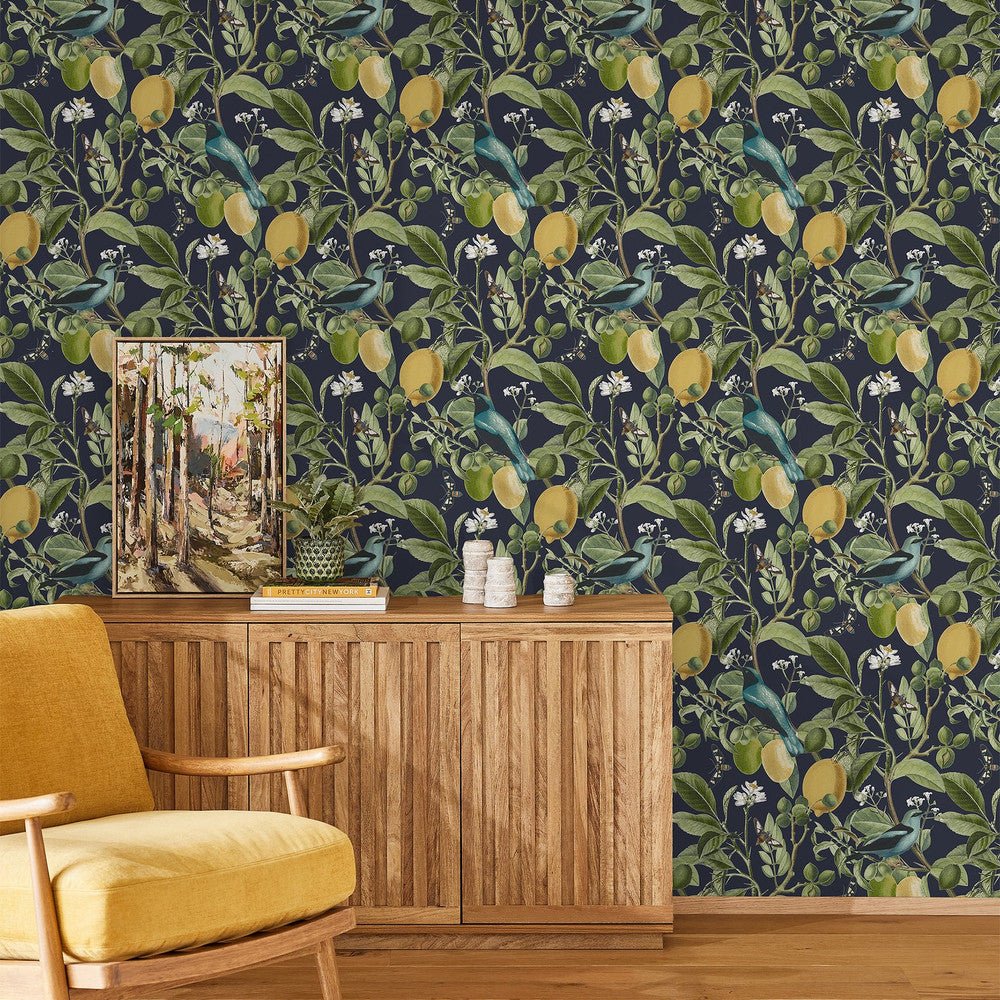 Fruit Tree Wallpaper - Midnight - Next - 128836 - Premier Wallcovering