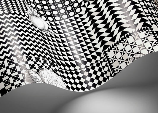 Frutta e Geometrico Wallpaper - Black & White - 123/6030 - Cole & Son - Premier Wallcovering