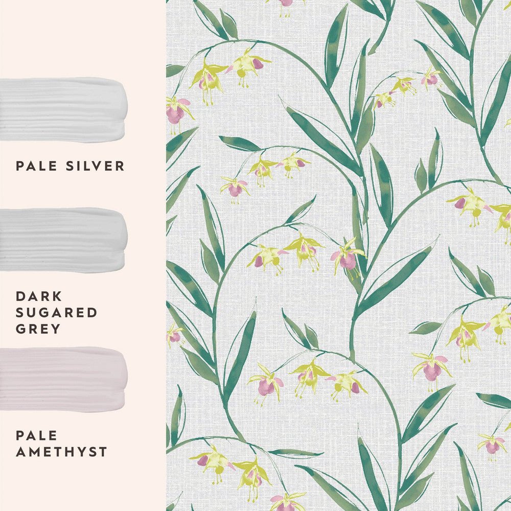 Fulwell Fuchsia Wallpaper - Pale Slate Grey - Laura Ashley - 127403 - Premier Wallcovering