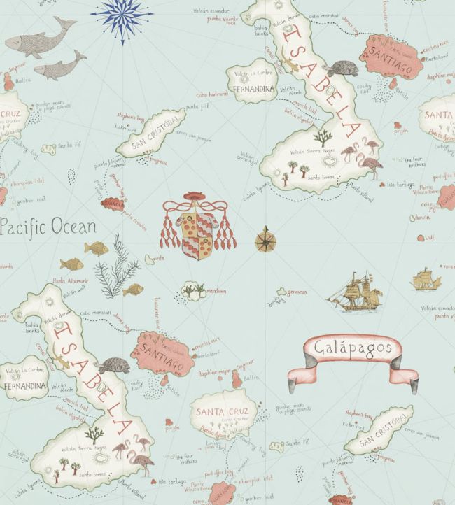 Galapagos Wallpaper - Ocean Blue - DVOY213364 - Sanderson - Premier Wallcovering