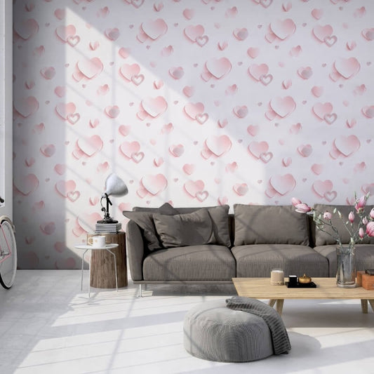 Gallery Hearts Glitter Wallpaper - Pink - Muriva - J92603 - Premier Wallcovering