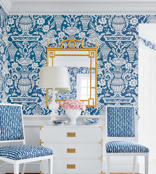 Galway Wallpaper - Blue - Thibaut - T14361 - Premier Wallcovering