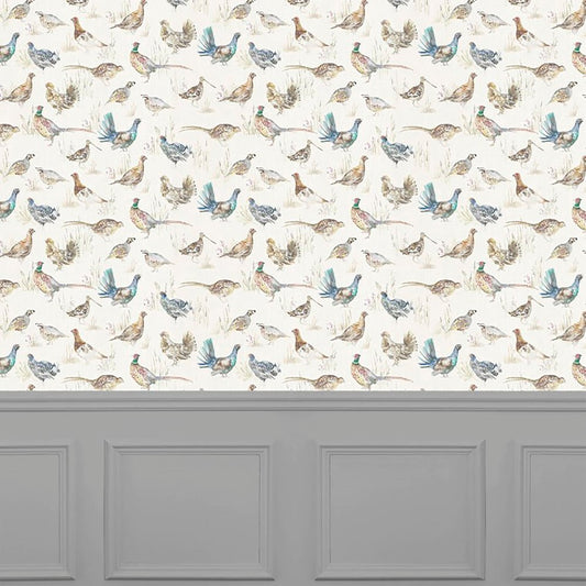 Game Birds Wallpaper - Cream - Voyage Maison - GAMEBIR/WPO/CRE - Premier Wallcovering