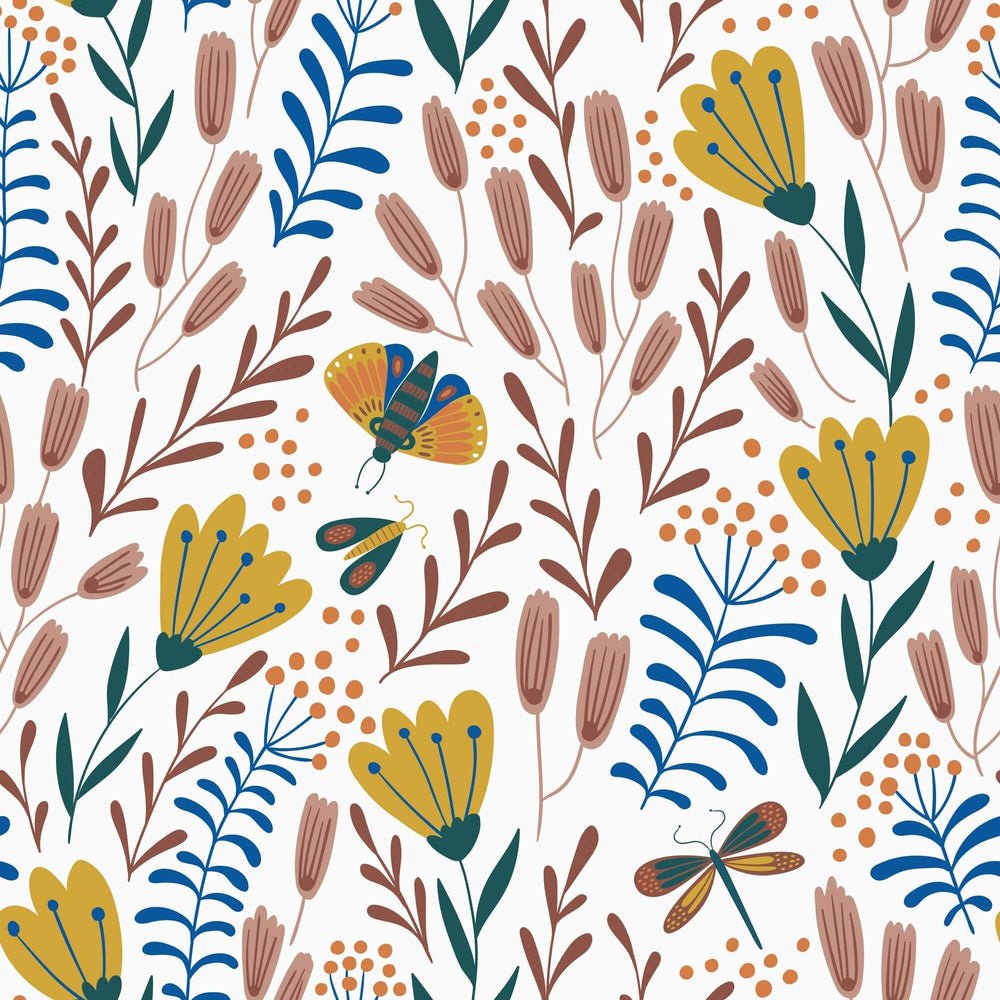 Garden of Eden Wallpaper - Mustard, Sky Blue & Terracotta - Lust Home - LH900040 - Premier Wallcovering
