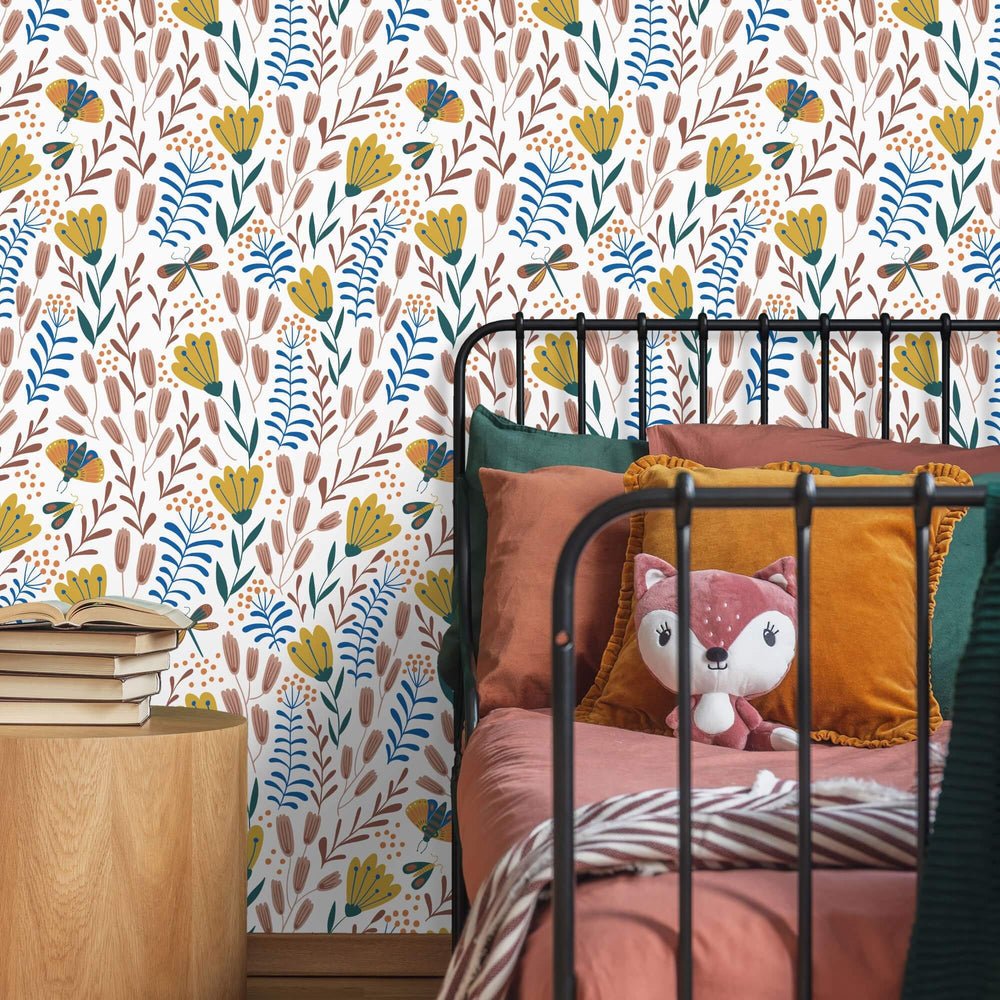 Garden of Eden Wallpaper - Mustard, Sky Blue & Terracotta - Lust Home - LH900040 - Premier Wallcovering