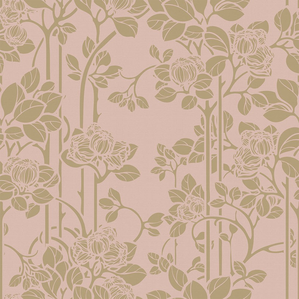 Garden Trellis Wallpaper - Dusty Pink and Gold - LAN100151 - Lucie Annabel - Premier Wallcovering