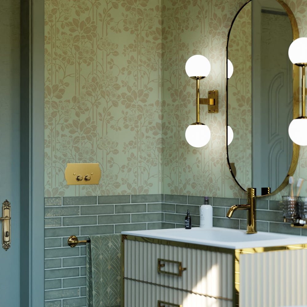 Garden Trellis Wallpaper - Olive and Gold - LAN100154 - Lucie Annabel - Premier Wallcovering