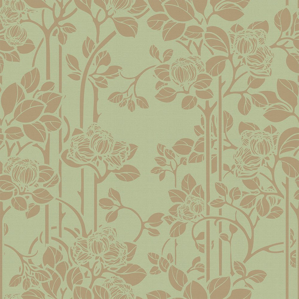 Garden Trellis Wallpaper - Olive and Gold - LAN100154 - Lucie Annabel - Premier Wallcovering