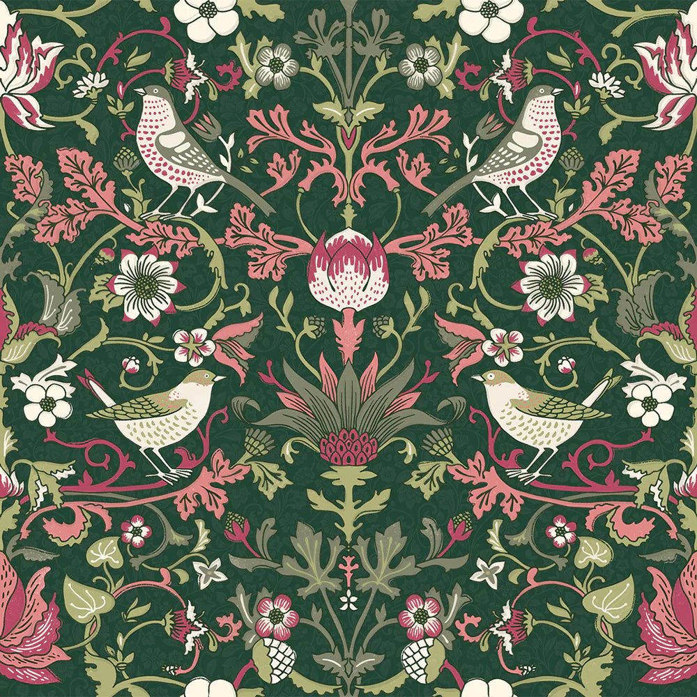 Garden Visitors Wallpaper - Guava on Castleton Green - LAN100083 - Lucie Annabel - Premier Wallcovering