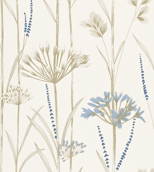 Gardinum Wallpaper - Chalk/Wedgwood/Gold - HPOW110557 - Harlequin - Premier Wallcovering