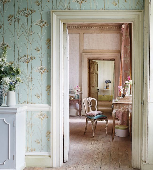 Gardinum Wallpaper - Seafoam/Gold/Gold - HPOW110558 - Harlequin - Premier Wallcovering