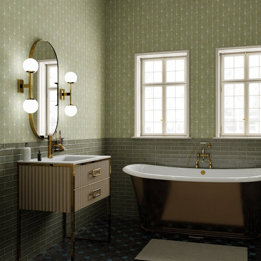 Gatsby Wallpaper - Olive and Vintage Gold - LAN100197 - Lucie Annabel - Premier Wallcovering