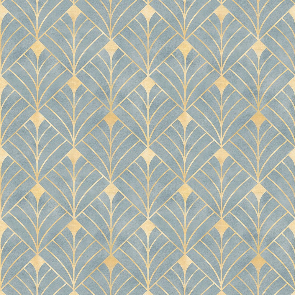 Gatsby Wallpaper - Mineral and Vintage Gold - LAN100198 - Lucie Annabel - Premier Wallcovering