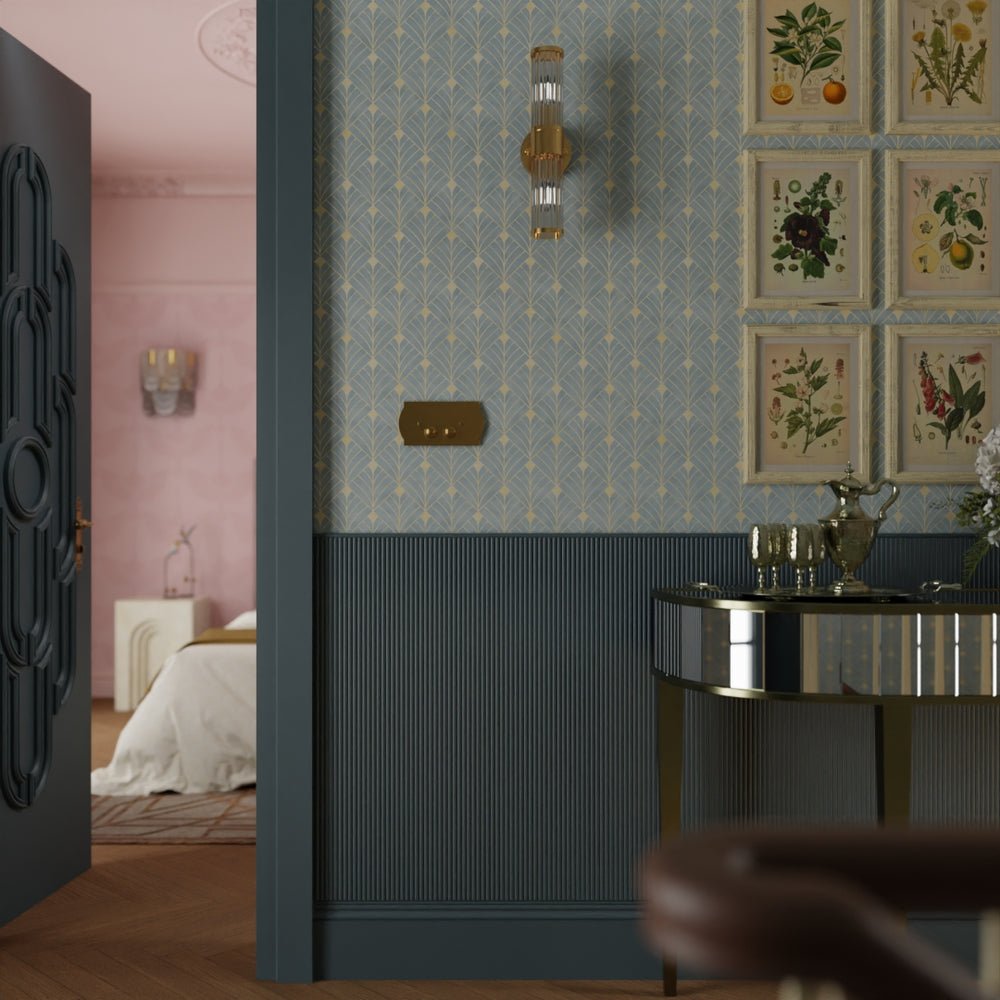 Gatsby Wallpaper - Mineral and Vintage Gold - LAN100198 - Lucie Annabel - Premier Wallcovering