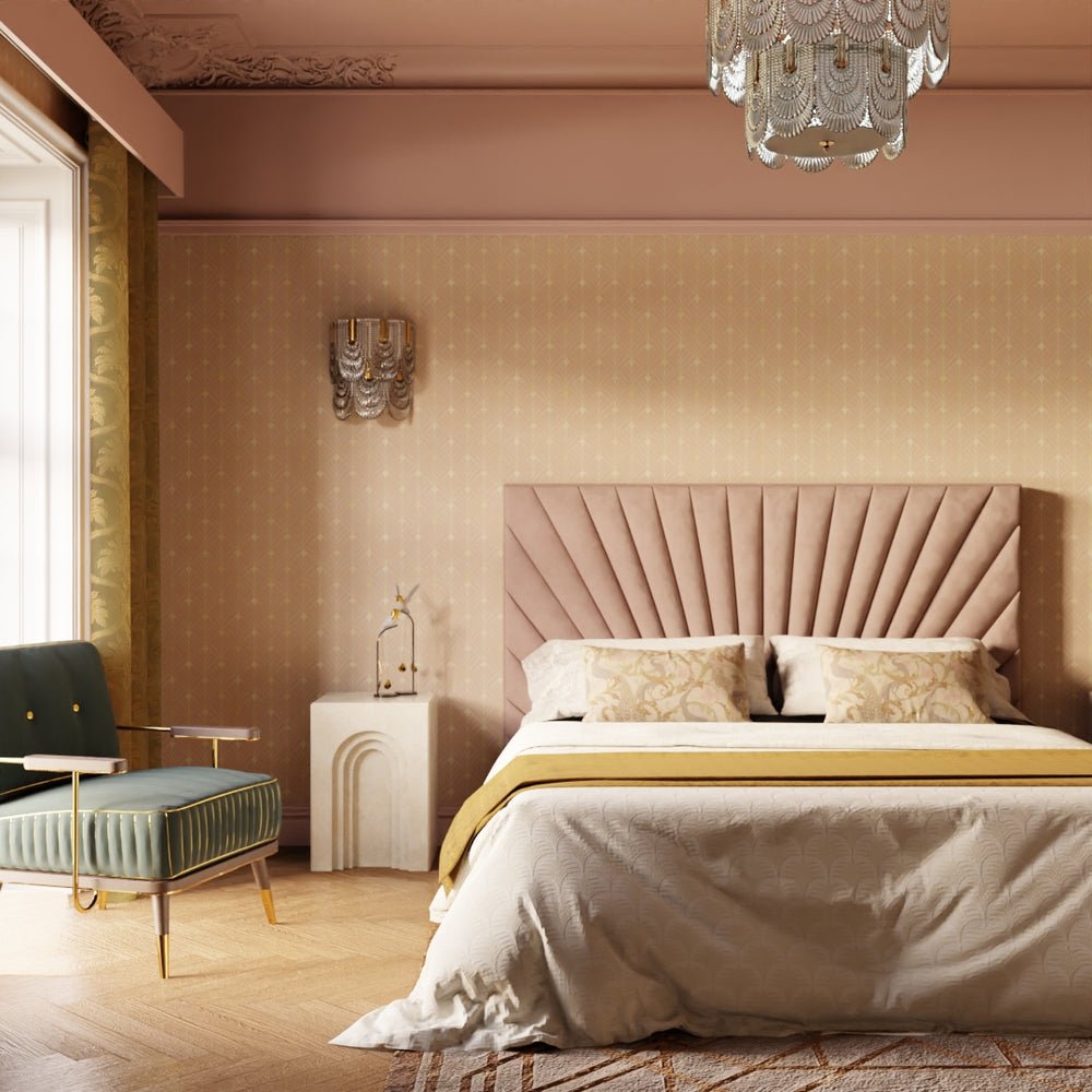 Gatsby Wallpaper - Blush and Vintage Gold - LAN100199 - Lucie Annabel - Premier Wallcovering
