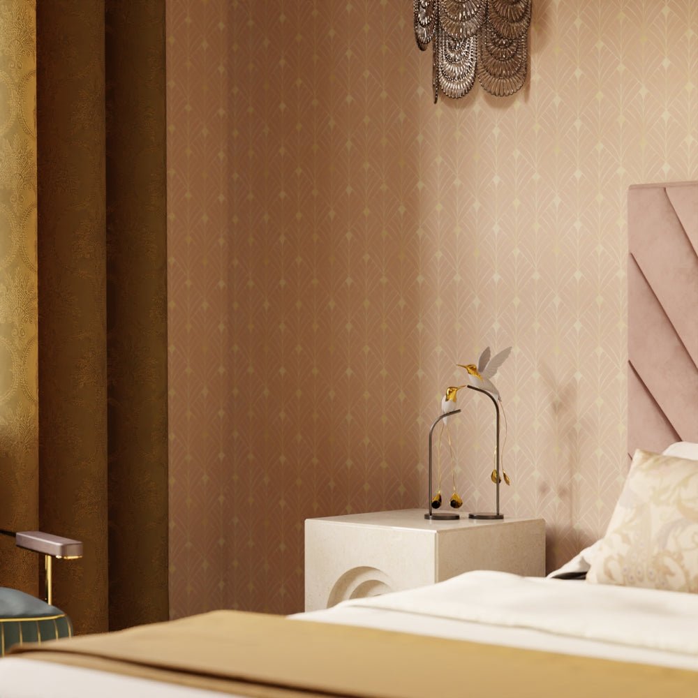 Gatsby Wallpaper - Blush and Vintage Gold - LAN100199 - Lucie Annabel - Premier Wallcovering