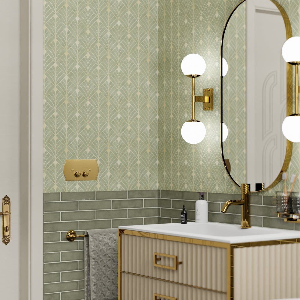 Gatsby Wallpaper - Olive and Vintage Gold - LAN100197 - Lucie Annabel - Premier Wallcovering