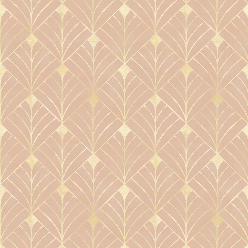 Gatsby Wallpaper - Blush and Vintage Gold - LAN100199 - Lucie Annabel - Premier Wallcovering