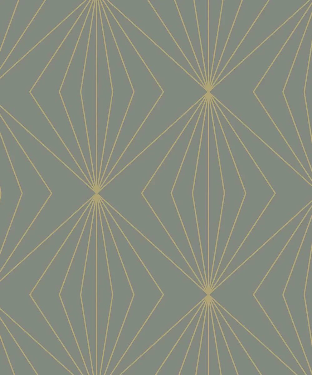 Gem Geometric Wallpaper - Grey & Metallic Gold - NextWall - NW53105 - Premier Wallcovering