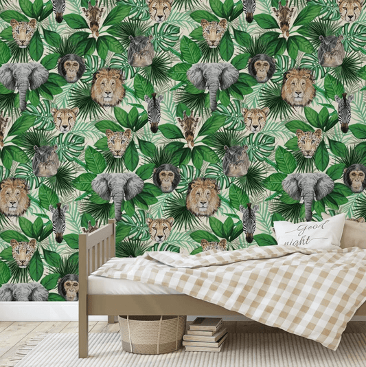 Geoffrey & Friends Wallpaper - Cream - The Graduate Collection - AB1JUNGLENATURAL - Premier Wallcovering