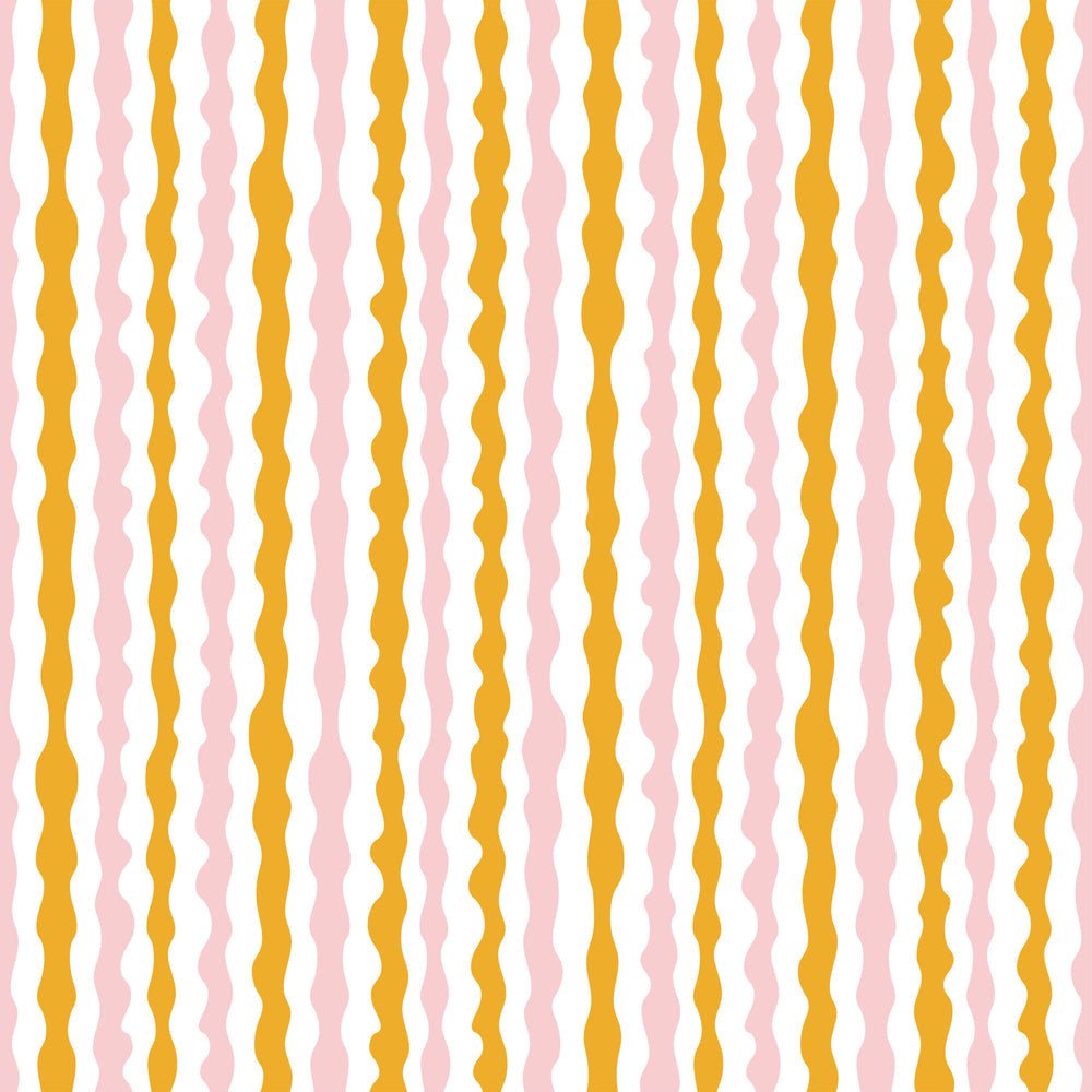 Get A Wiggle On Wallpaper - Mustard & Millennial Pink - Lust Home - LH900441 - Premier Wallcovering