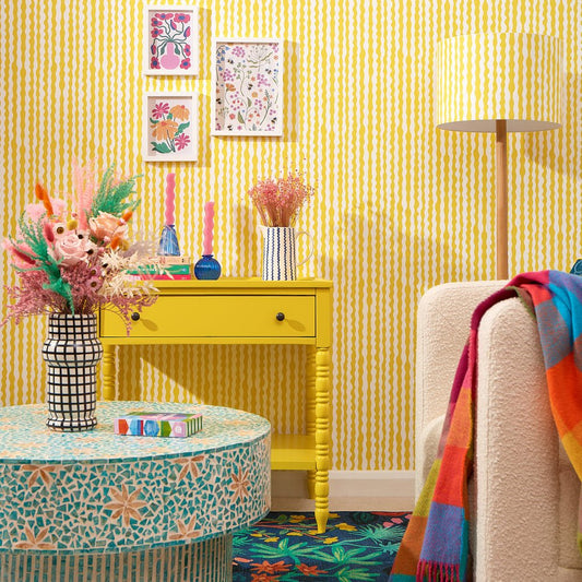 Get A Wiggle On Wallpaper - Sunshine Yellow - Lust Home - LH900440 - Premier Wallcovering