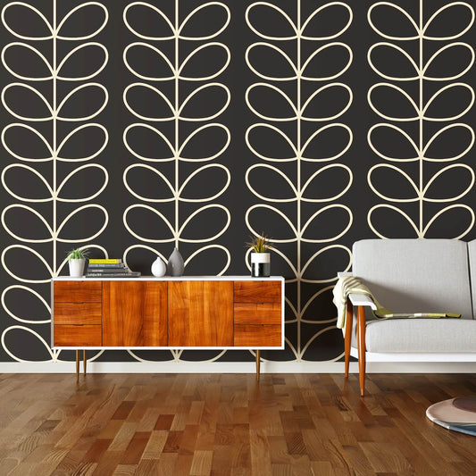 Giant Linear Stem Wallpaper - Charcoal - Orla Kiely - 23AHGLSWLPDS-0100 - Premier Wallcovering