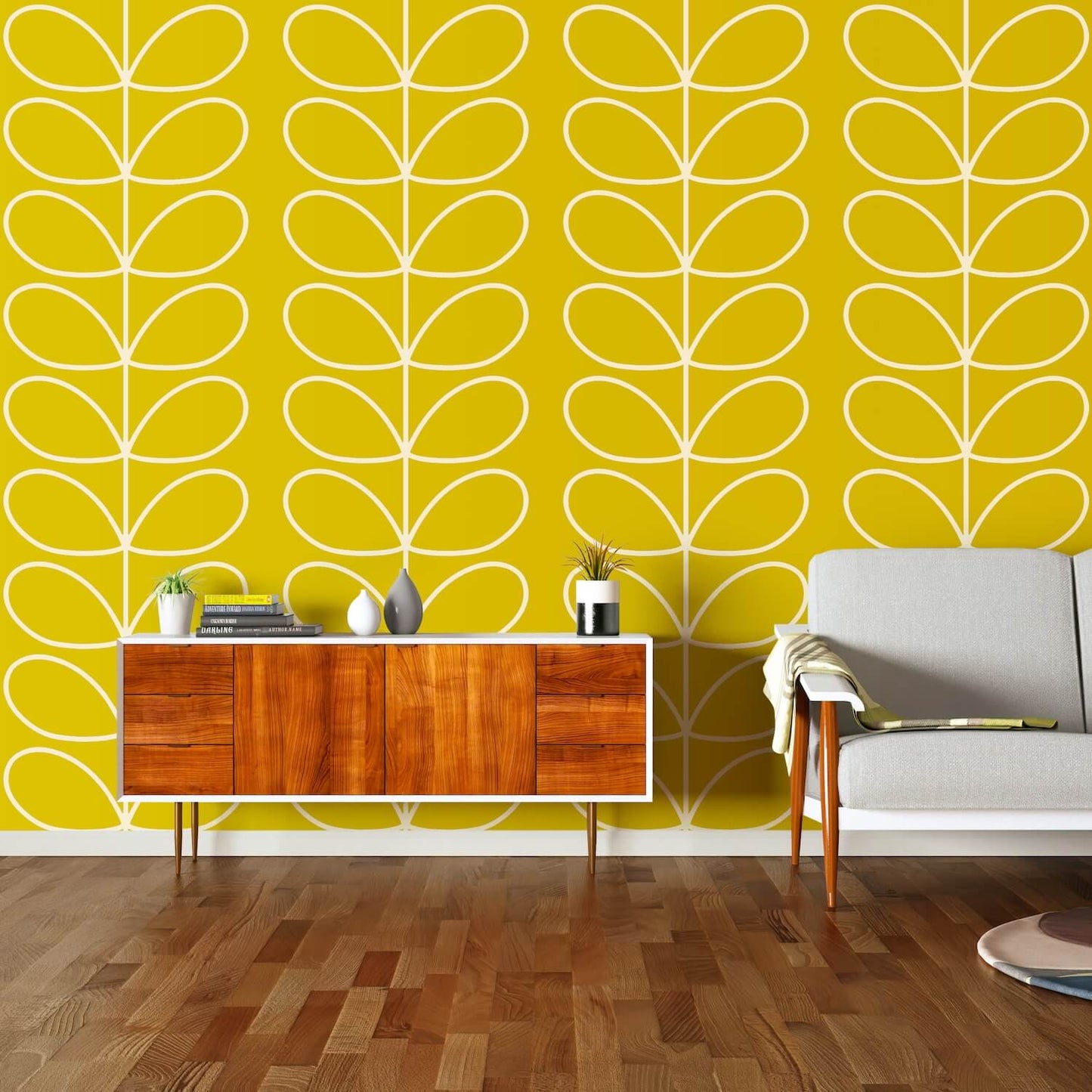 Giant Linear Stem Wallpaper - Sunflower - Orla Kiely - 23AHGLSWLPDS-7110 - Premier Wallcovering