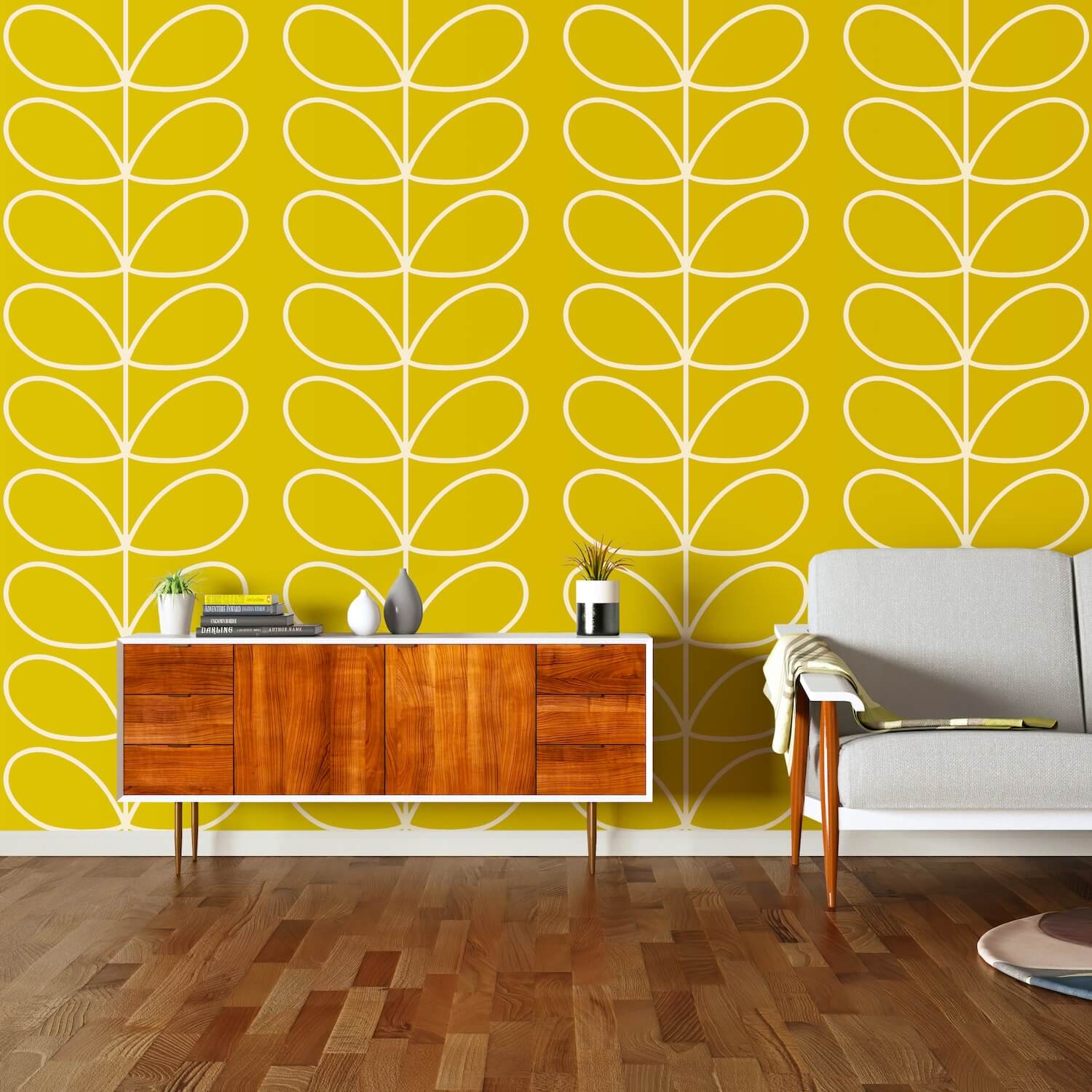 Giant Linear Stem Wallpaper - Sunflower - Orla Kiely - 23AHGLSWLPDS-7110 - Premier Wallcovering