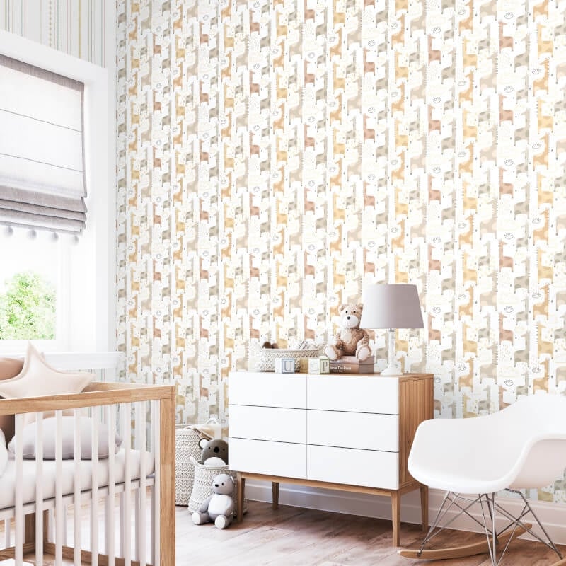 Giraffe Friends Wallpaper - Marshmallow - Hoopla Walls - HWA1299W - Premier Wallcovering