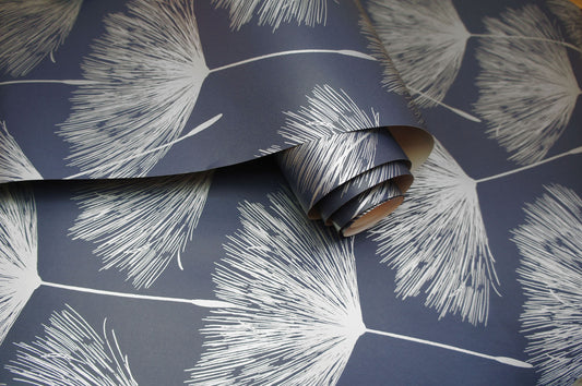 Glistening Fleur Wallpaper - Navy - Holden Décor - 12922 - Premier Wallcovering