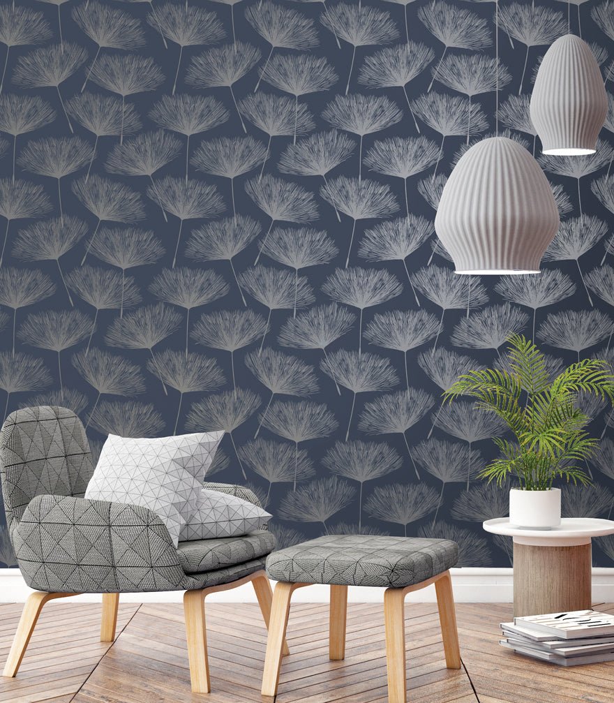 Glistening Fleur Wallpaper - Navy - Holden Décor - 12922 - Premier Wallcovering