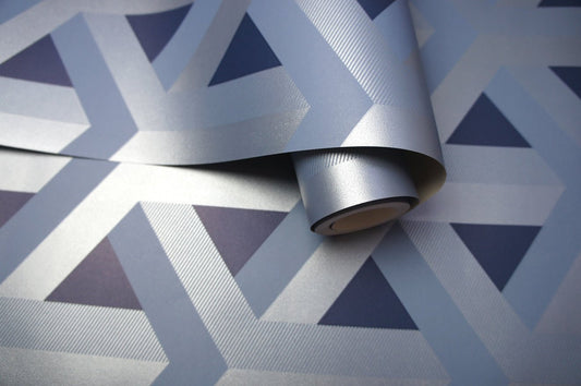 Glistening Trident Geo Wallpaper - Navy - Holden Décor - 12810 - Premier Wallcovering