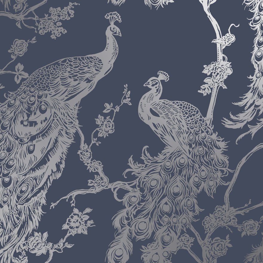Glistening Wallpaper - Peacock Navy - Holden Décor - 12960 - Premier Wallcovering