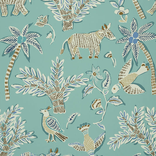 Goa Wallpaper - Teal - Thibaut - T88723 - Premier Wallcovering