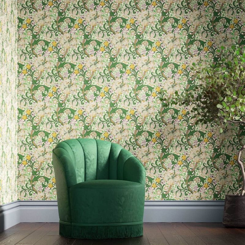Golden Lily Wallpaper - Mineral - Morris & Co - 210430 - Premier Wallcovering