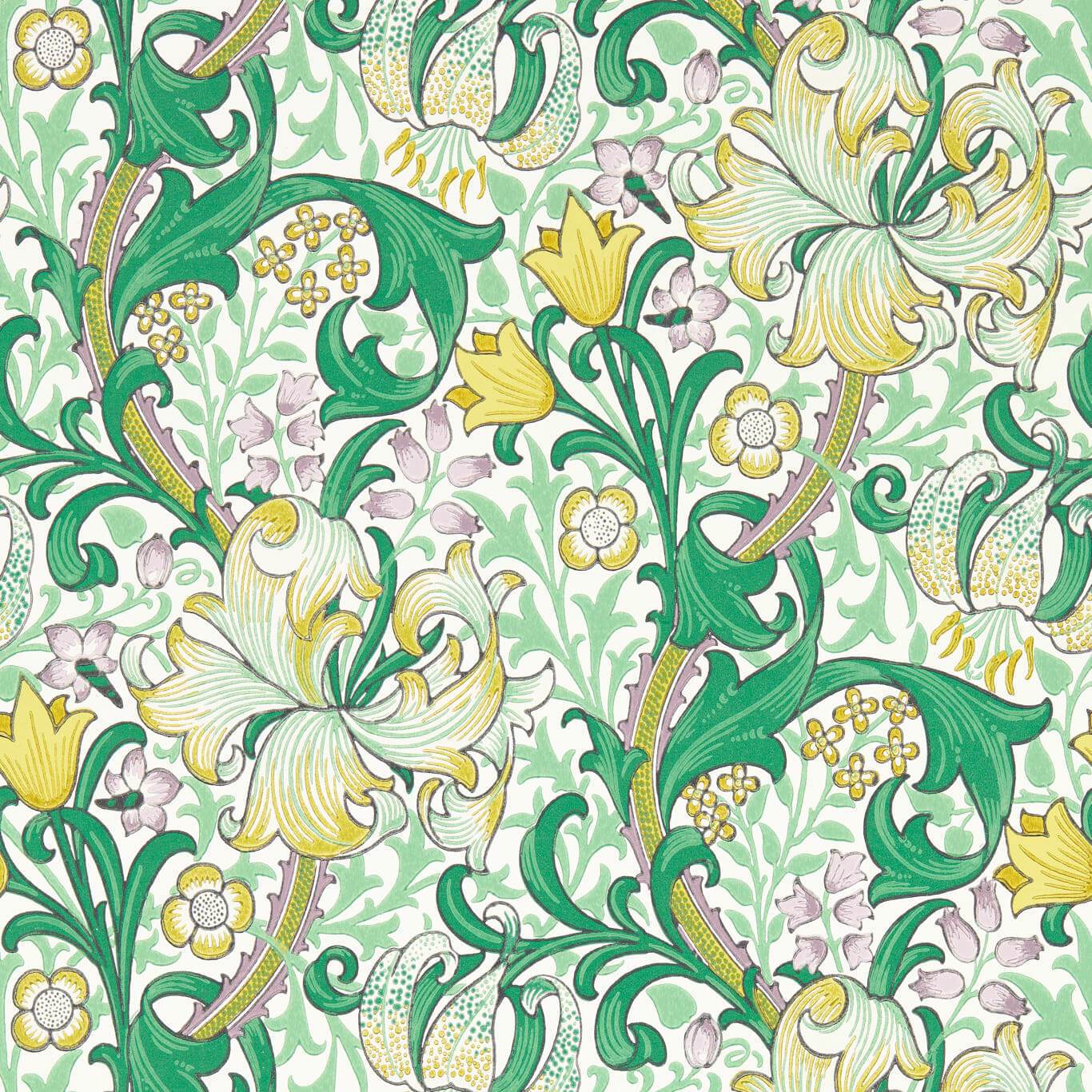 Golden Lily Wallpaper - Secret Garden - 510014 - Morris & Co - Premier Wallcovering