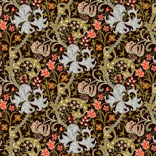 Morris Collections - 1023 - 2 - Golden Lily Wallpaper - Earth Brown - Premier Wallcovering