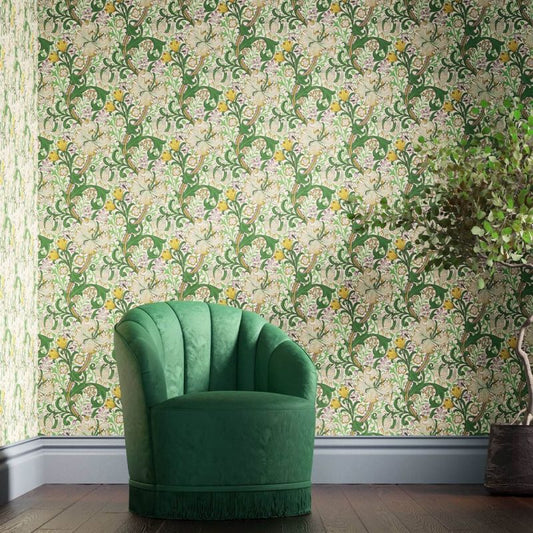 Golden Lily Wallpaper - Mineral - DMI1G3103 - Morris & Co - Premier Wallcovering
