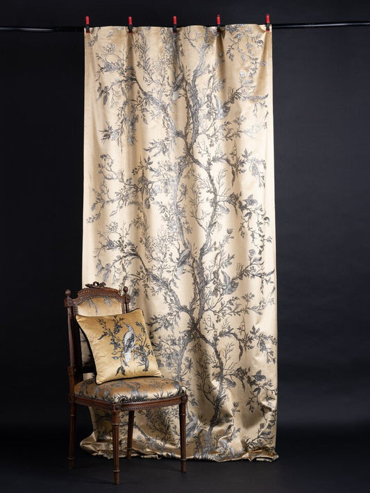 Golden Oriole Velvet Fabric - Black & Gold on Gold - Timorous Beasties - GOR/40898/01 - Premier Wallcovering
