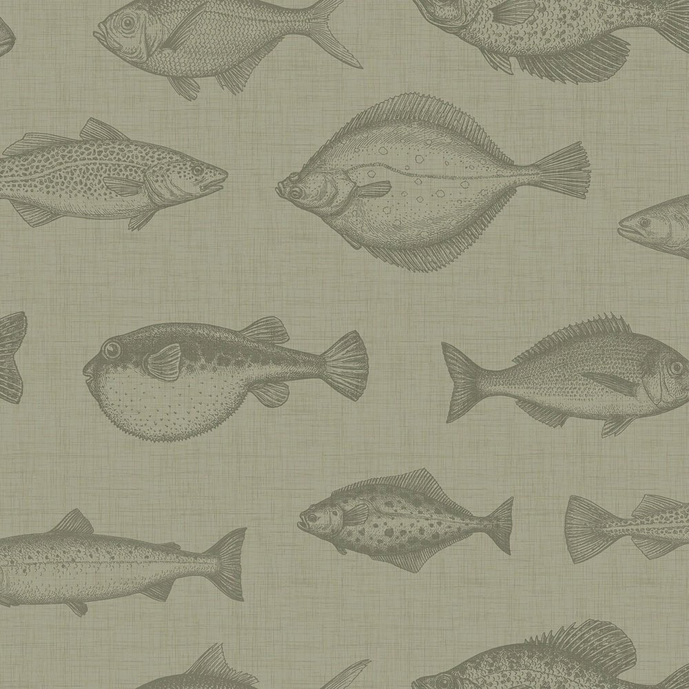 Gone Fishing Wallpaper - Warm Grey - LAN100243 - Lucie Annabel - Premier Wallcovering