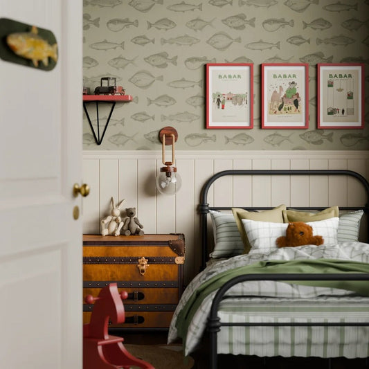 Gone Fishing Wallpaper - Warm Grey - LAN100243 - Lucie Annabel - Premier Wallcovering