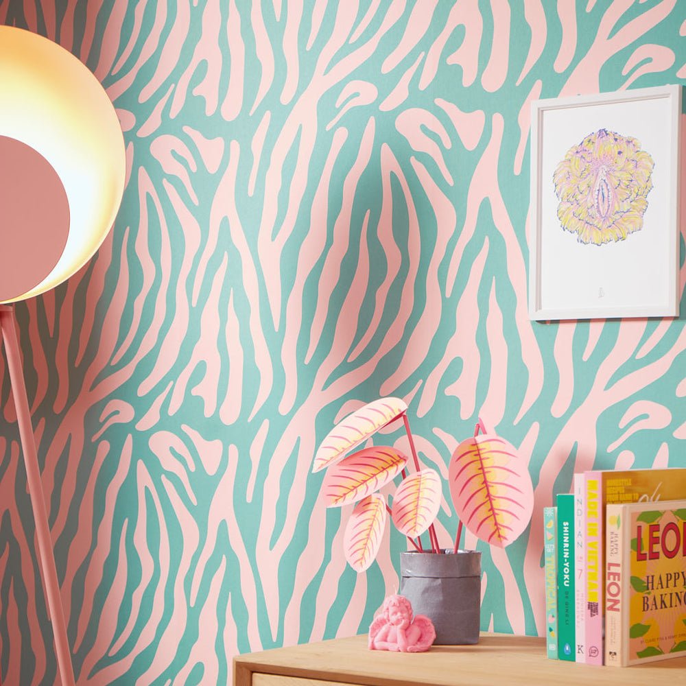 Good Vibrations Wallpaper - Candy Pink & Mint - Lust Home - LH900028 - Premier Wallcovering